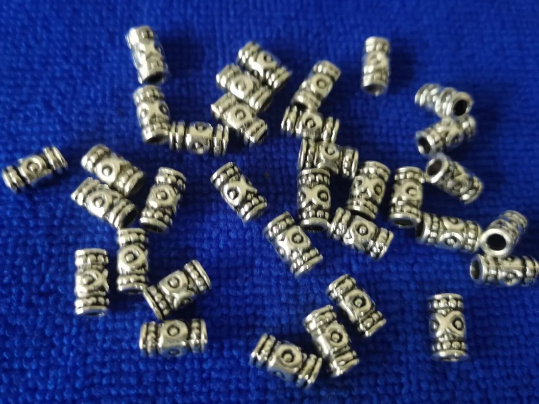 450pcs Antiqued Gold Silver Metal Eyed Tube Spacer Beads A813G