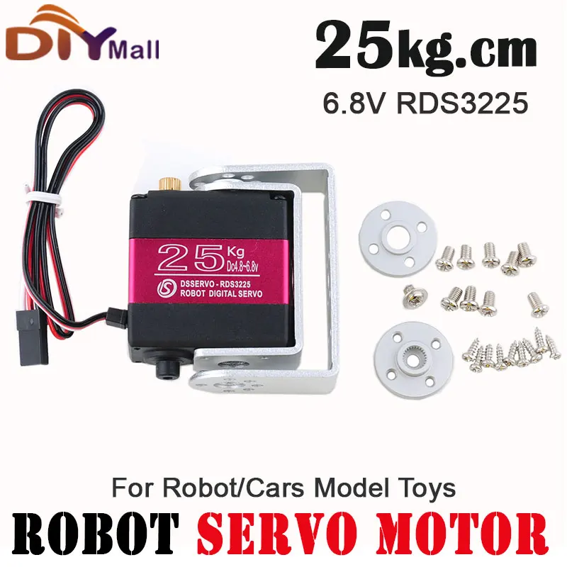 

25kg.cm Digital Servo IP66 Waterproof Metal Gear Robotic Servo 6V 180°/270° Dual-Shaft with U Mounts for RC Cars/Boat/Robotics