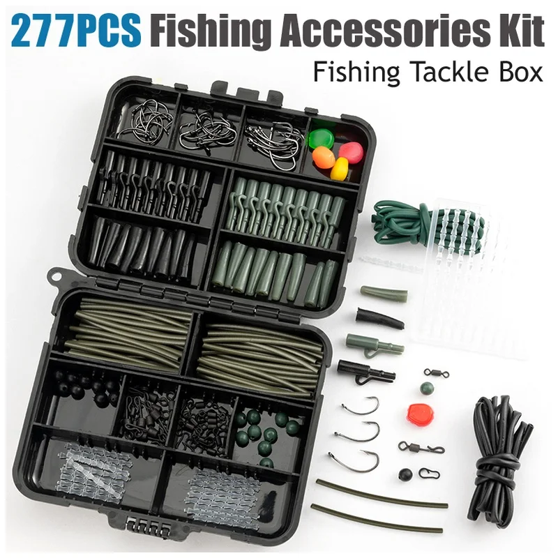 Swivels Bait Hooks Set Wear Resist Assortment Rigs 277Pcs Carp Fishing Flash Sale Fishing Lures Kit for Outdoor Fishing Tool