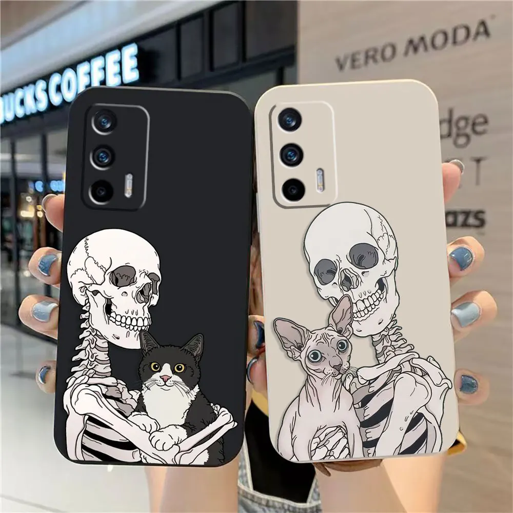 

Phone Case For OPPO Realme 11 10 9 9i 8 8I 7 7i 6 6S 5 5S 5i NARZO 50 4G 5G Capa Case Funda Coque Shell Cute Cartoon Skull Cat