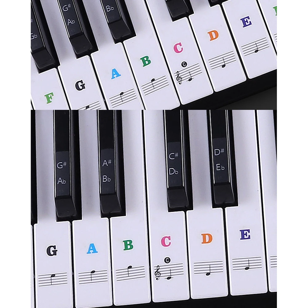 

Transparent Colorful Keyboard Stickers for Beginner Maximize Learning Potential Suitable for 88/61/54/49/37 Key Keyboards