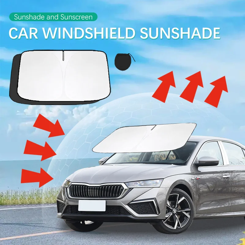 Car Sun Visor For Skoda Octavia A5 A7 Front Windshield Sunshade Heat Insulation Summer Cooling Auto Accessories Physical cooling