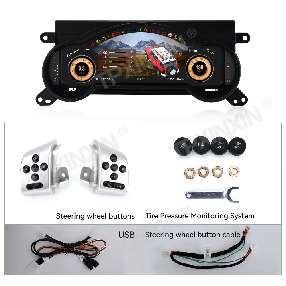 Автомобильная цифровая приборная панель для TOYOTA LAND CRUISER FJ 2007-2022, автоматический прибор, экран, головное устройство TPMS, мультимедиа, виртуальное