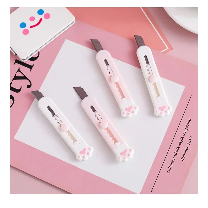 Kawaii Mini Pocket Cat Paw Art Utility Knife Express Box Knife Paper Cutter Craft Wrapping Refillable Blade Stationery Big sale