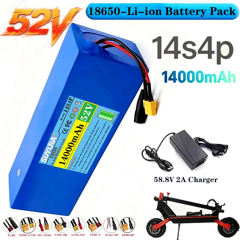 Pour voiture d'équilibre, vélo, Scooter, Tricycle 52V batterie 14S4P batterie 14000mah 18650 batterie au Lithium avec BMS