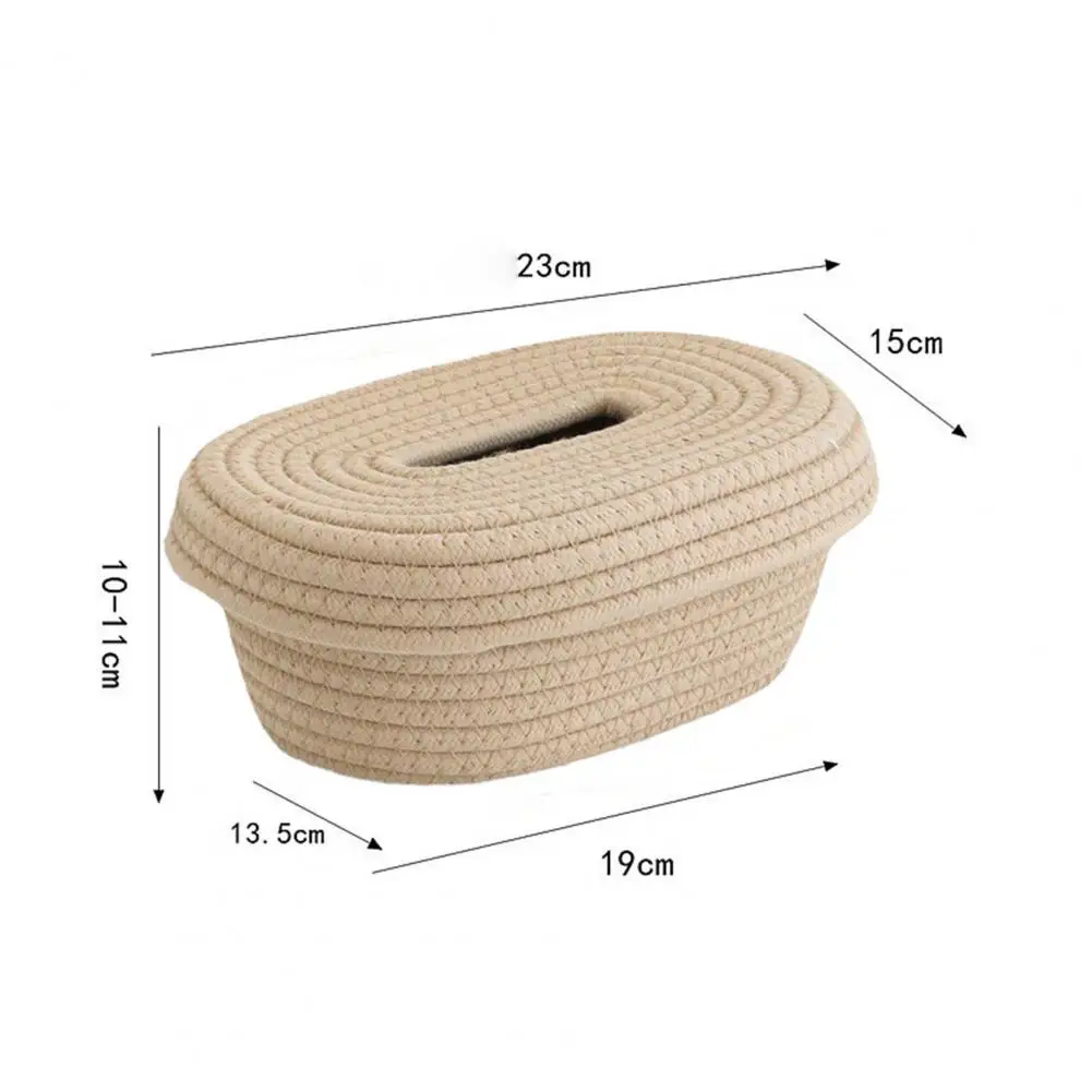 Tissue Box Storage Pouch Foldable Box Handmade Stitching Large Capacity Detachable Cotton Rope Waterproof for Office