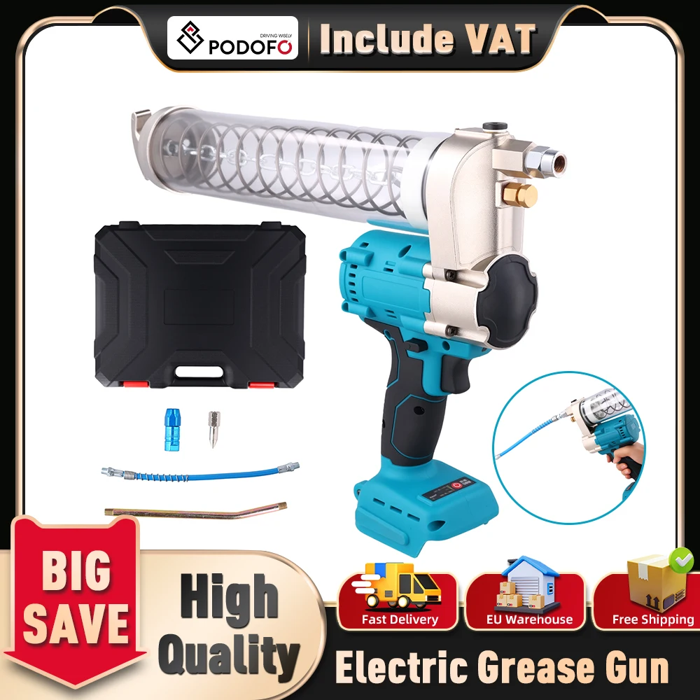 Podofo 100 جرام/دقيقة مسدس الشحوم الكهربائي بدون فرش حفارة أوتوماتيكية مجموعة أدوات مسدس الشحوم المحددة لبطارية ديوالت مع الملحقات #1