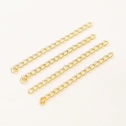 20Pcs Length 5cm 14K/18K Gold Color Plated Brass Flat Oval Tail Extender Chains DIY Bracelet Necklace Jewelry Making Supplies