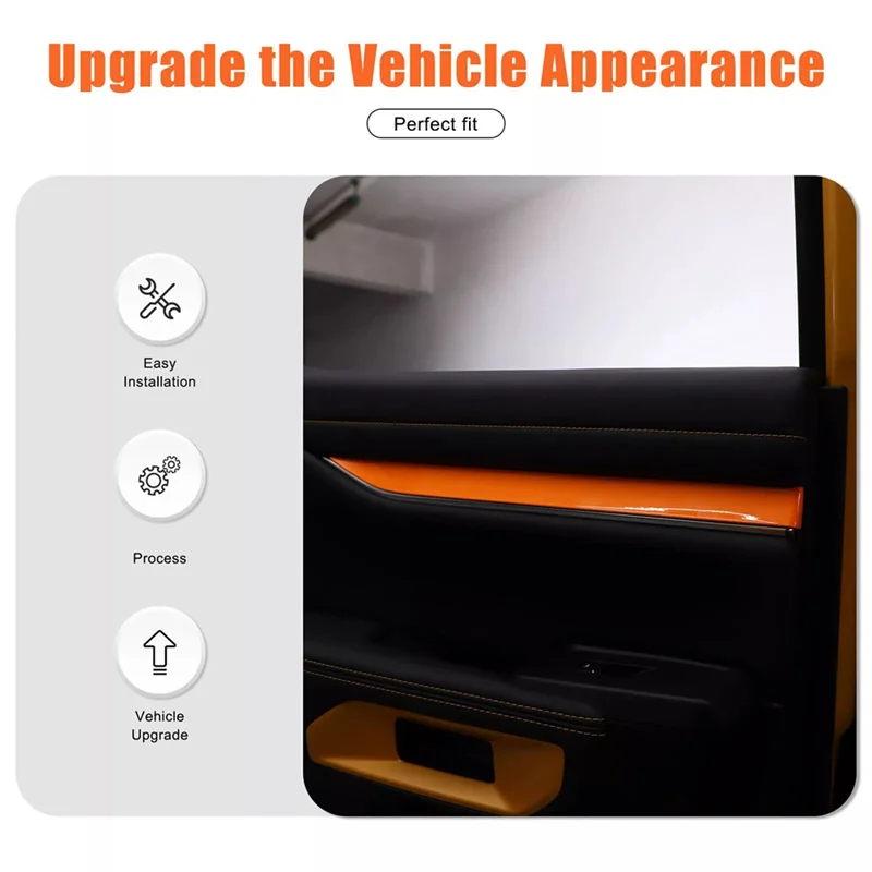 

Reliable-For Ford Ranger 2023 2024 Car Inner Door Panel Strip Trim Cover Interior Accessories Orange