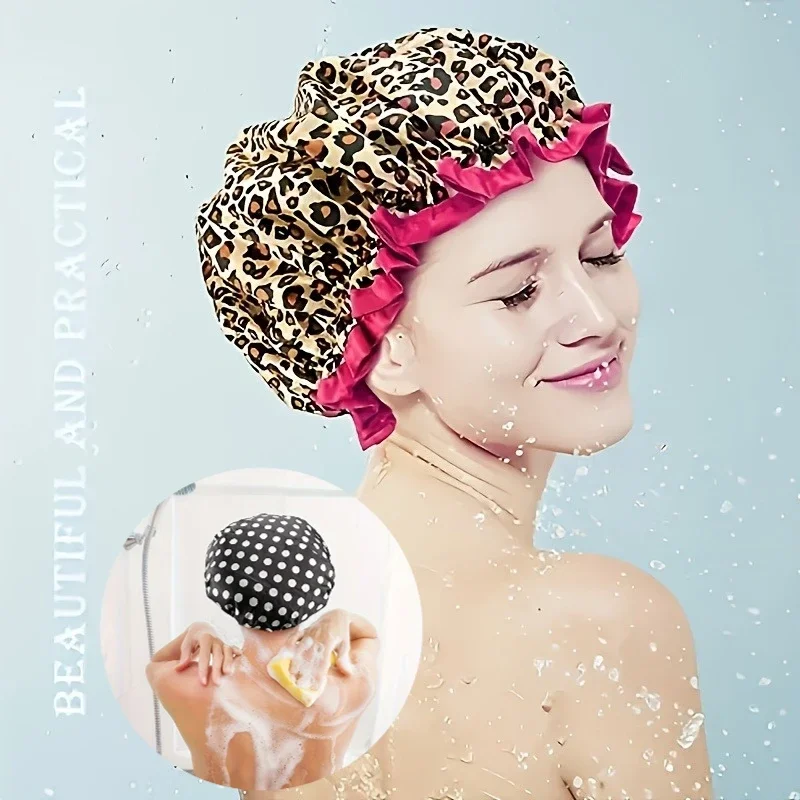 

1 шт. эластичные шапочки для душа с леопардовым принтом — многоразовый уход за волосами в ванной комнате для мужчин и женщин (ежедневное использование)