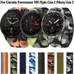 Watchband for Garmin Enduro 2 Fenix 6X 6S Pro Solar 5X Plus 5S 3 HR Descent MK1 Mk2 Mk2i Watch Band Strap Hook&Look Nylon Belt