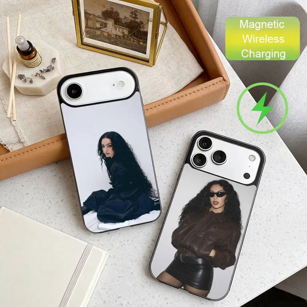 

C-Charli XCX Retro Pop Style Phone Case For iPhone17,16,15,14,13,12,Wireless charging protective case soft cover