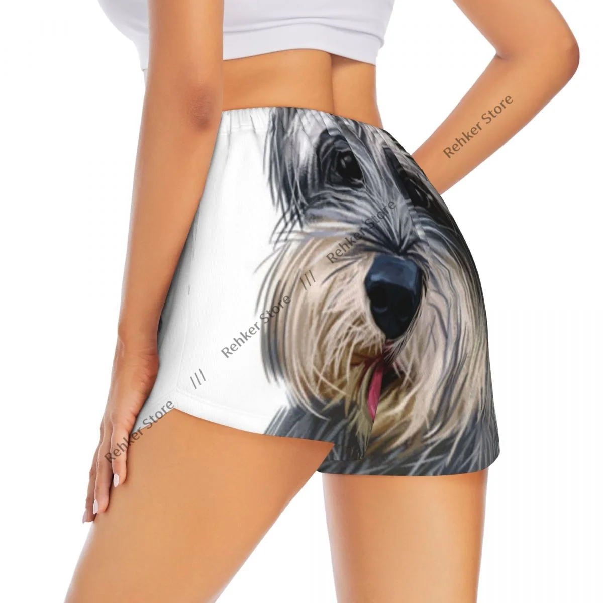 

Женские спортивные шорты шнауцер собака лицо бег йога фитнес быстросохнущие тренировки по бадминтону с карманом