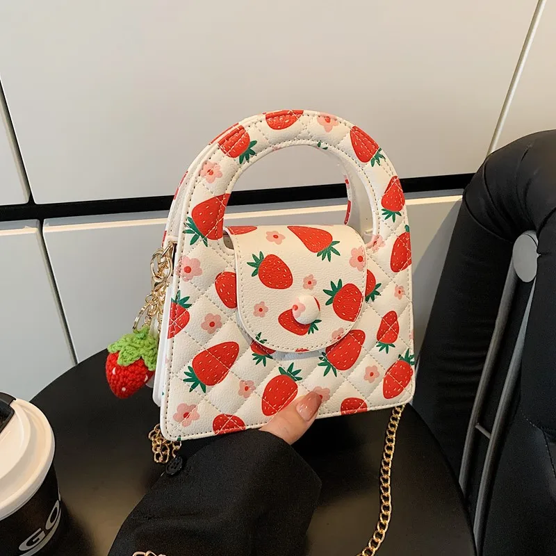 

Fashion Strawberry Handbag Evening Clutch Bag Women Plaid Crossbody Bag 2025 New Brand Sac A Main Versatile Mobile Phone Purse