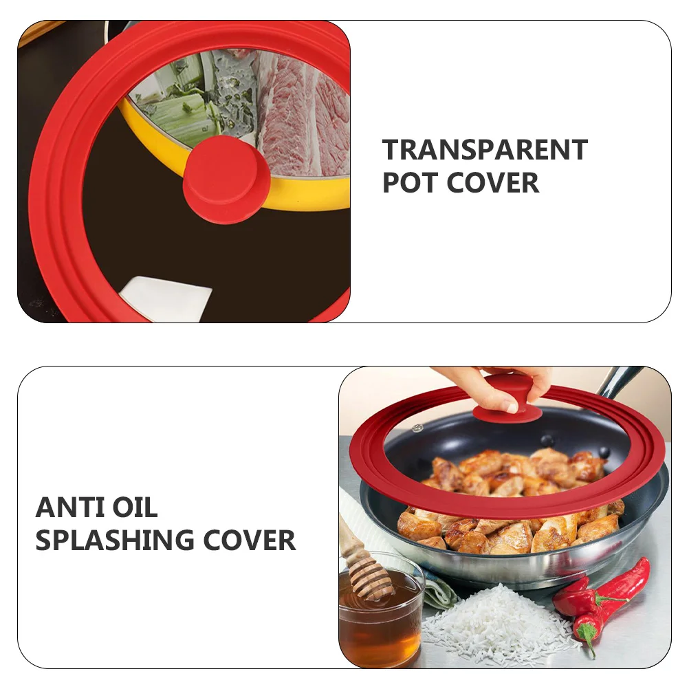 

1Pcs Tempered Glass Pot Cover Silicone Seal Round Knob Universal Fit for Frying Pan Stew Pot Visible Lid Anti-Scald Kitchen Tool