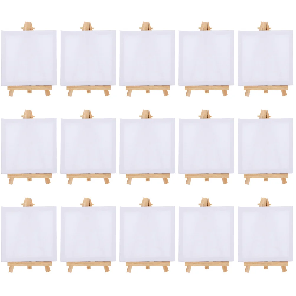 

15 Sets Mini Frame Easel Stand Canvas Painting Canvases Picture Wood Travel Table Top