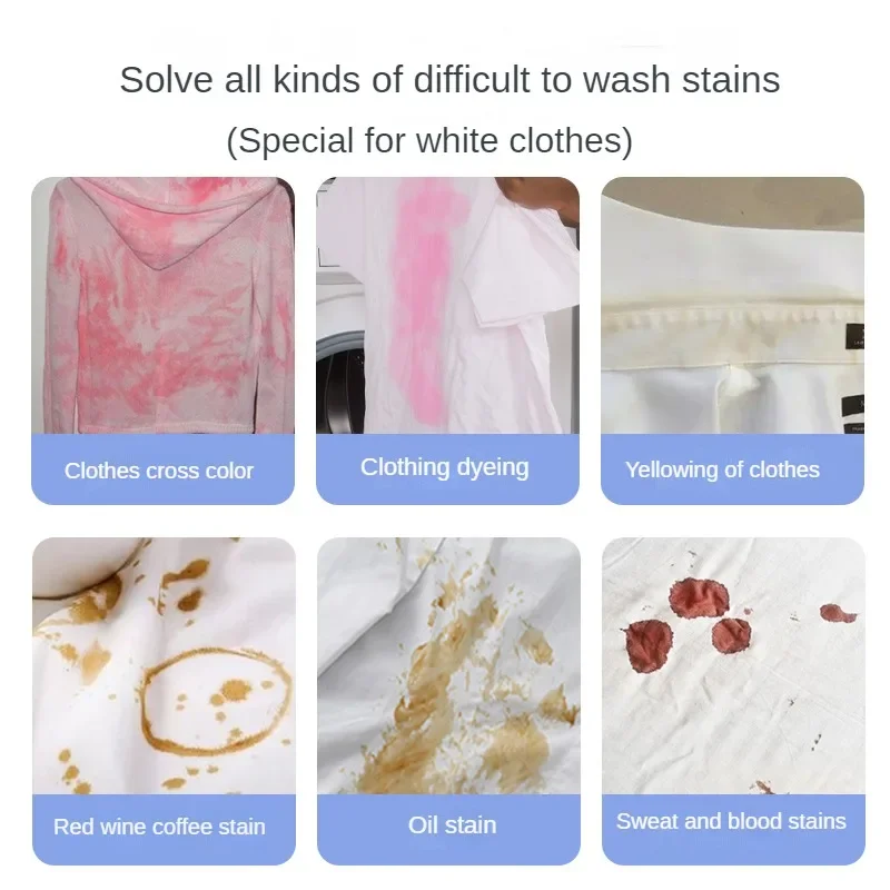 300/100g Clothes Bleaching Powder White Clothing Brightener Reducing Agent Rinse Clothing Dyeing Oil Stain Remover LAVIE LIFE