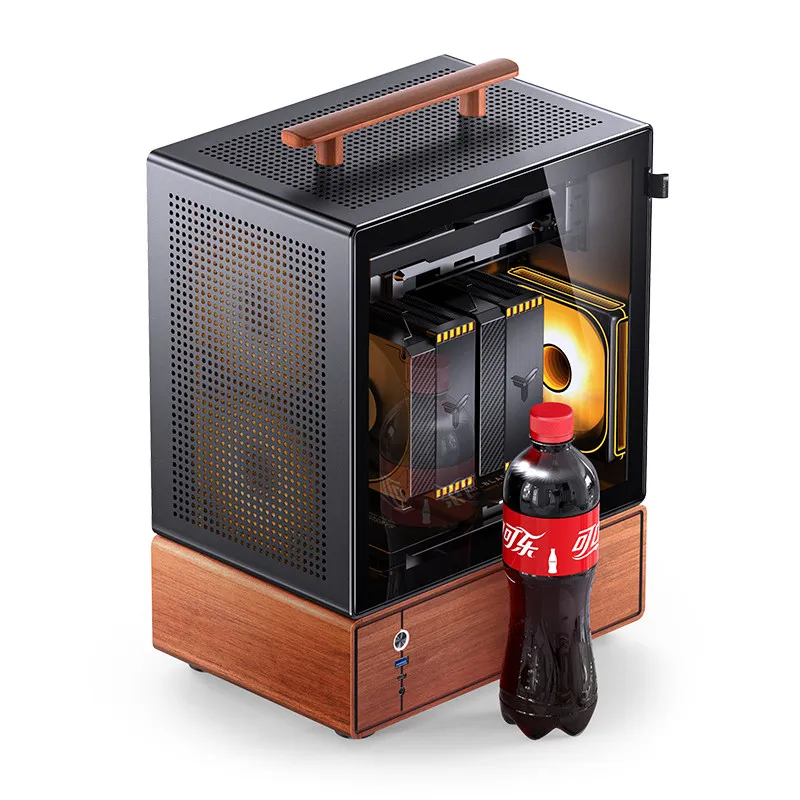 T7 Portable Mini MATX Small Chassis Aluminum Alloy Walnut Light Luxury Design Desktop Computer Chassis