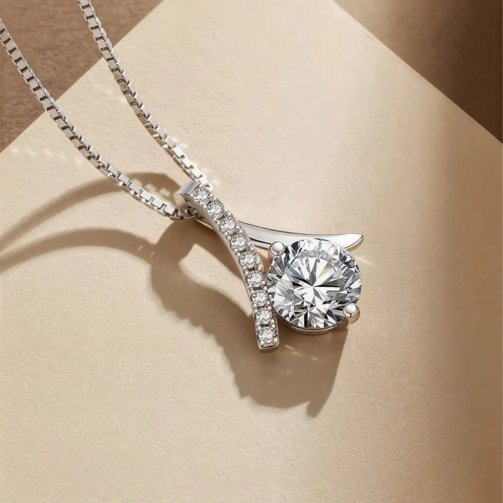 

SG 1-3ct Moissanite 925 Sterling Silver Necklace For Women Zircon Moissanite Pendant Necklac, Fine Jewelry Christmas Gift D VVS1