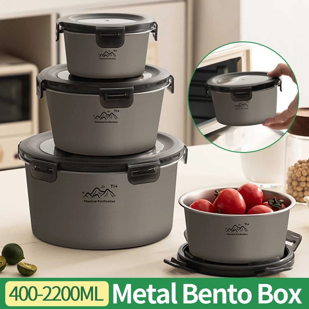 400-2200ML Stainless Steel Bento Box Food Sealing Bowl Portable Purification Dinner Box with Leak Proof Airtight Lid for Work
