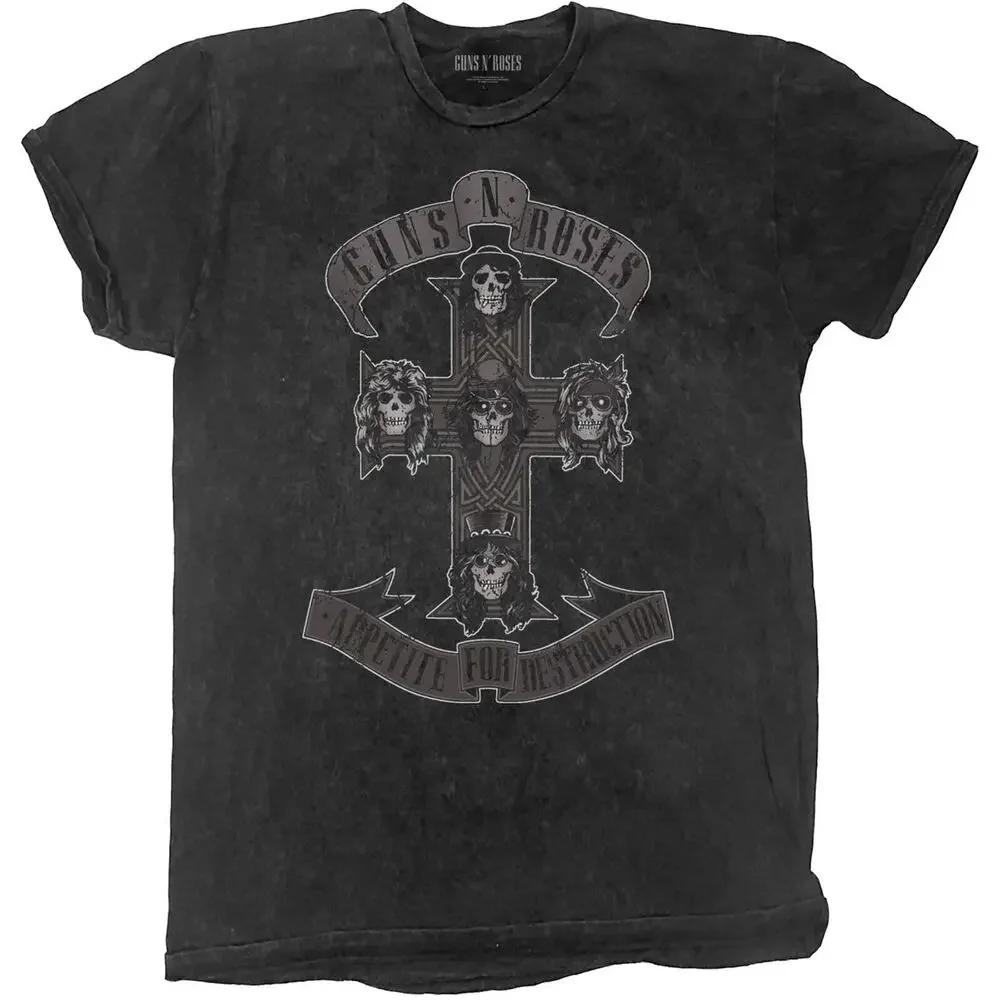 Guns N Roses Monochrome Cross Dip-Dye    Anime pattern for both men and women High quality cotton Short Sleeves