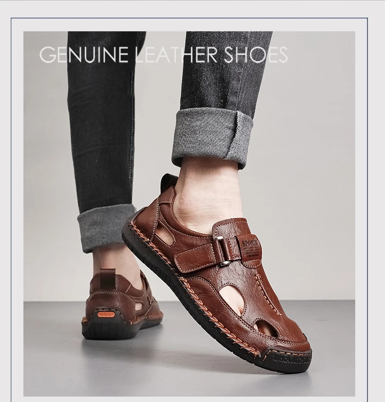 Bestseller Sommer Herren-Sandalen Outdoor Herren-Strandsandalen Handgefertigte Leder-Römersandalen Modische Herren-Wasser-Trekking-Sandalen – Detail 2