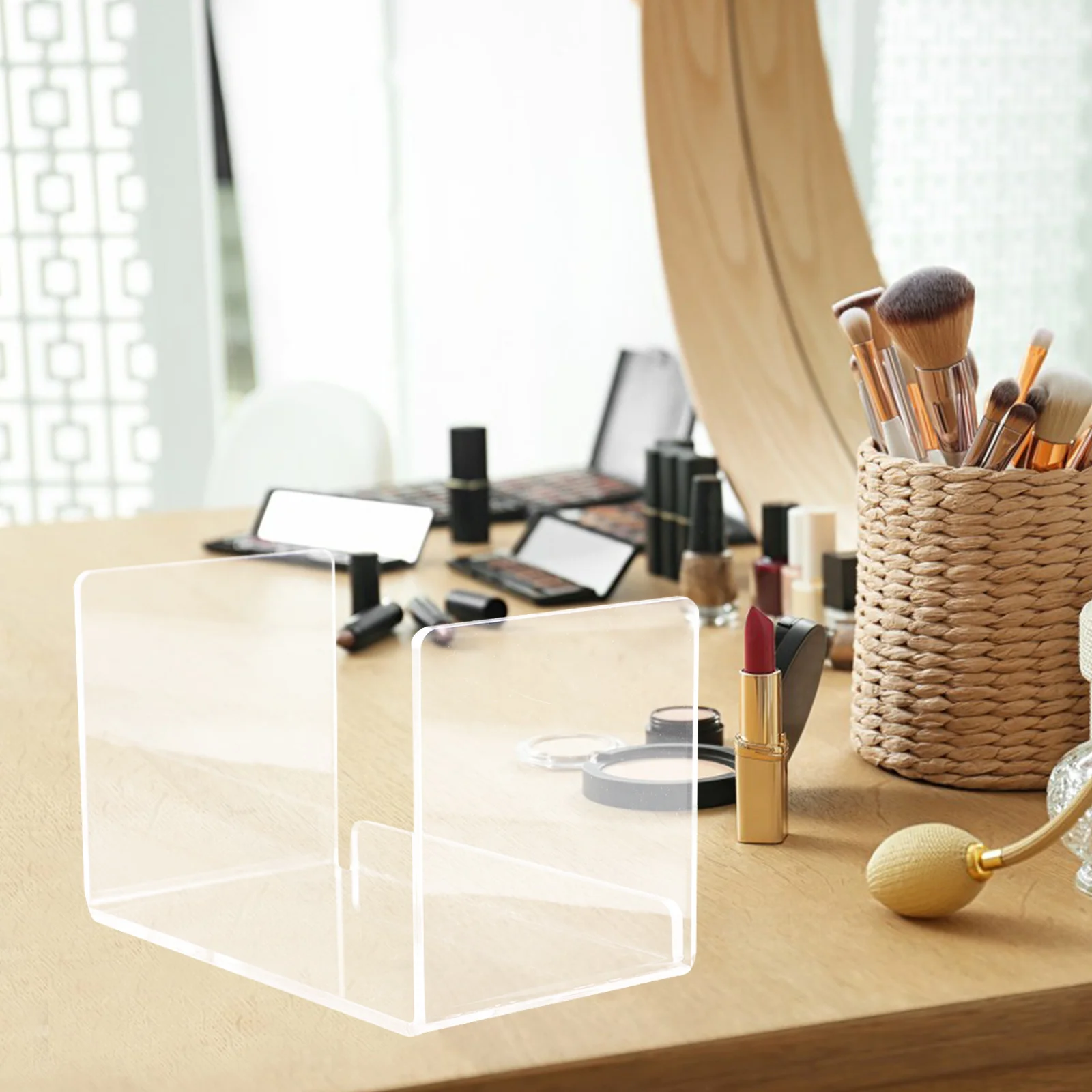 صندوق تخزين قناع الوجه من الأكريليك الشفاف، سعة كبيرة، منظم للعناية بالبشرة، رف عرض، حامل قناع، حمام الغرور