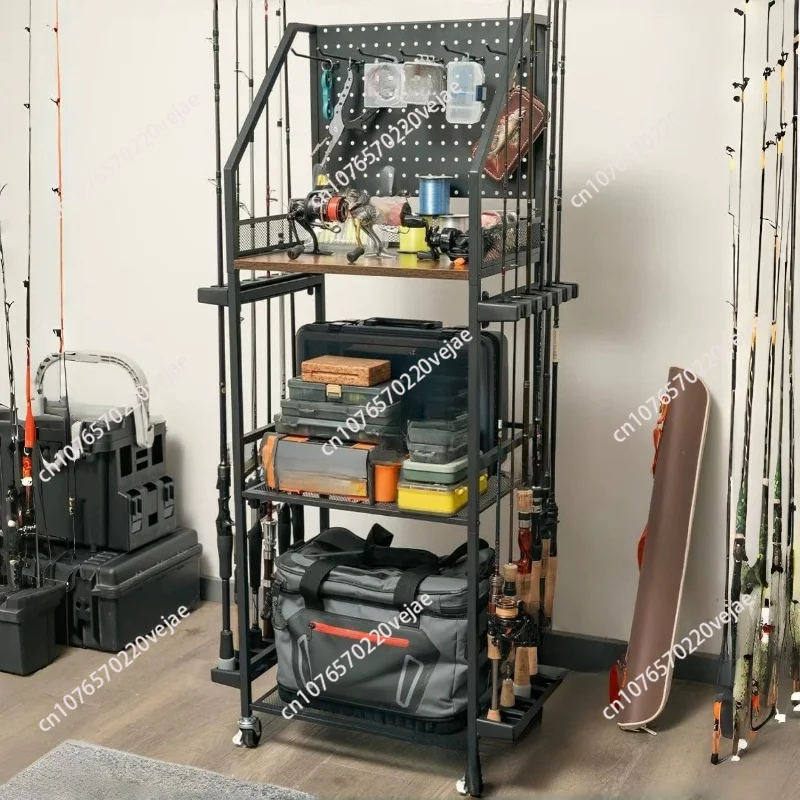 Multifunctional Fishing Rod Storage Rack Multi-layer Storage Rack Tool Fishing Tackle Box Reel Storage Fishing Cart