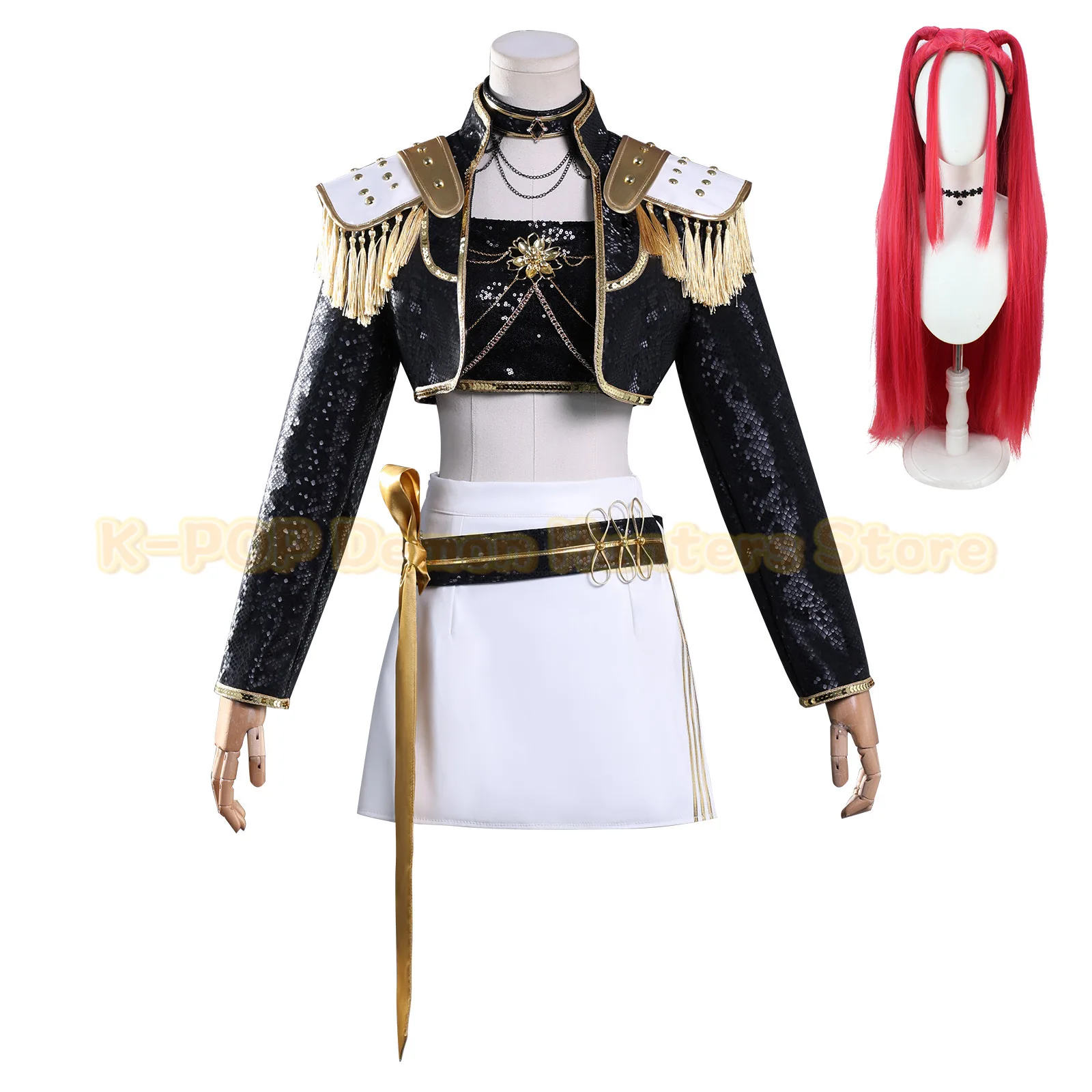 أزياء K-POP Demon Hunter Girl Group التأثيرية الجديدة: Lumi، Mira، Zoe النسخة السوداء لزي الرسوم المتحركة لعشاق لعب الأدوار ثنائي الأبعاد