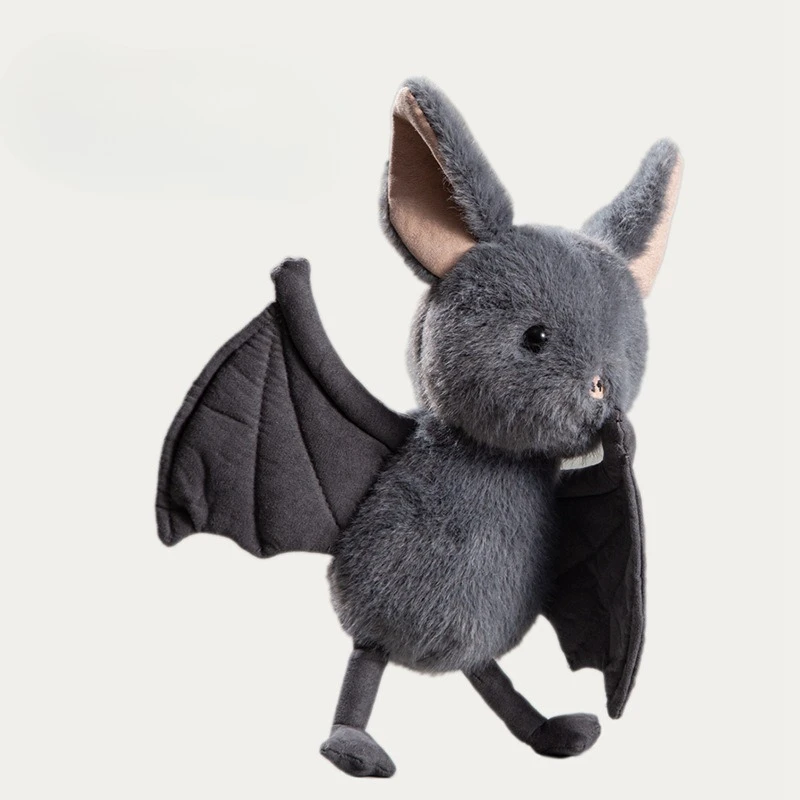 Simulation Black Bat Stuffed Animal Plush Doll Soft Bird Figure Toy Halloween Theme Ornament for Party Home Decoration