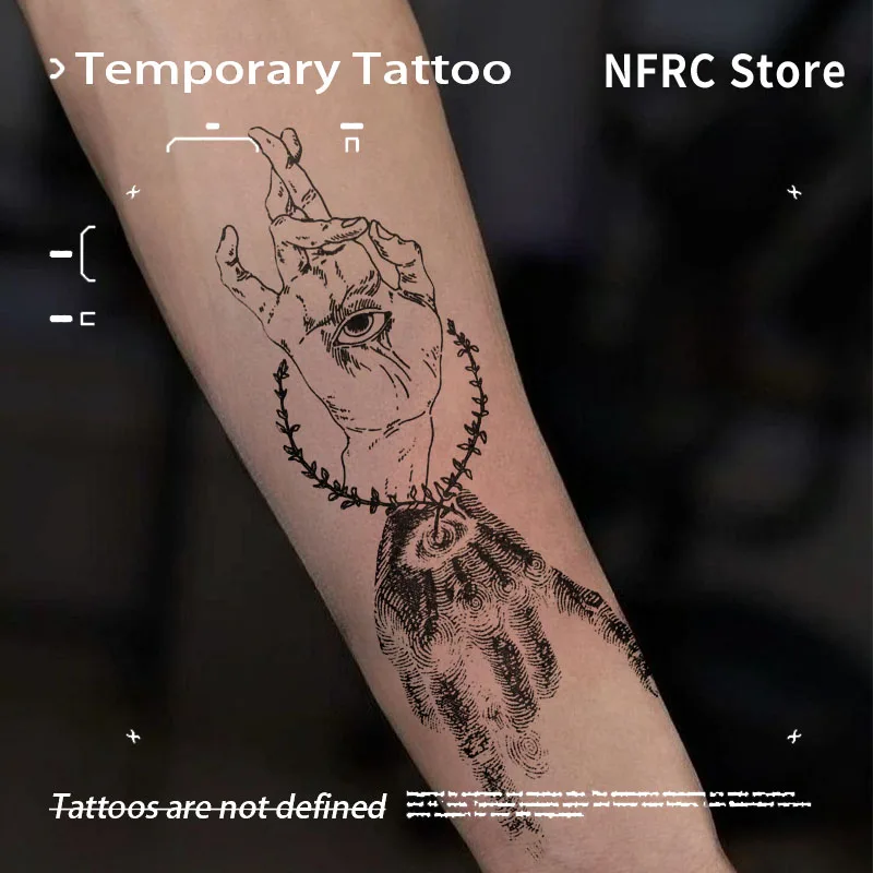 Gothic Mystic Hands With Eye and Thorn Circle Herbal Juice Tattoo Sticker Fake Temporary Tattoos Cheap Goods Novelty in Toys Art