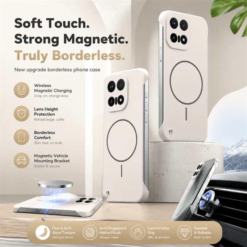 Magnetic Frosted Frameless Cases for ViVO IQOO 15 IQOO15 5G Magnetic Metallic Finish Hard PC Phone Covers Slim Minimalist Shell