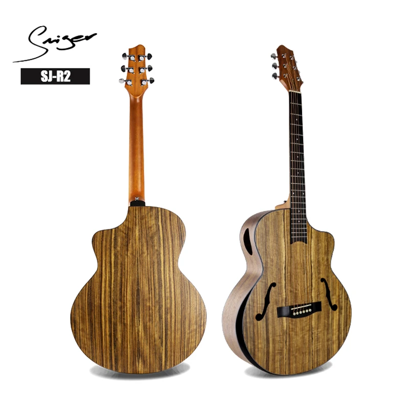 Guitar Walnut Electric Steel-String 41 Inches Bucket Jazz F Hole Guitarra 6 Strings Folk Pop Guitars Install Pickup