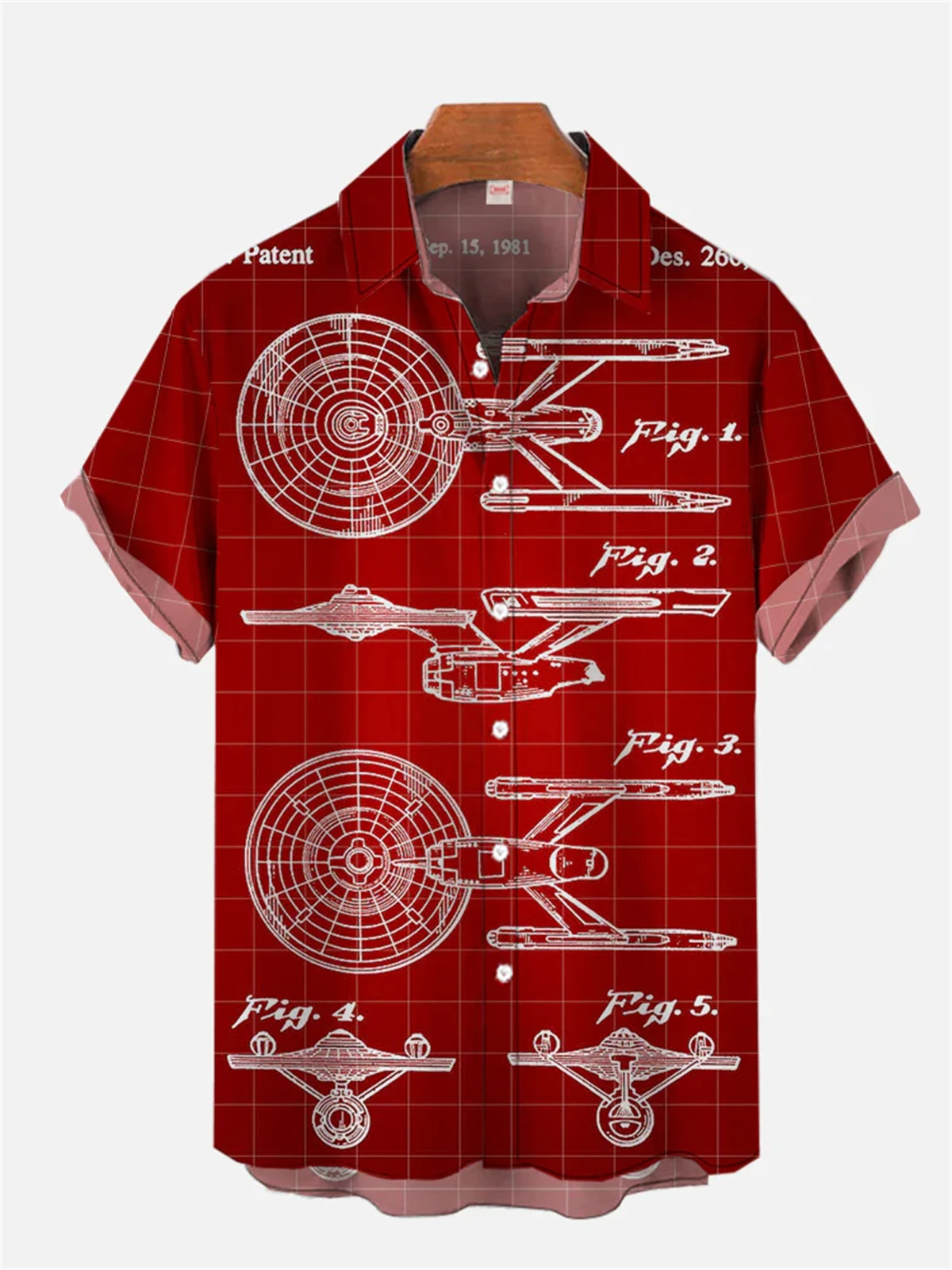 2024 new summer men\'s short-sleeved shirts comfortable and casual men\'s lapel spaceship print tops large size men\'s shirts