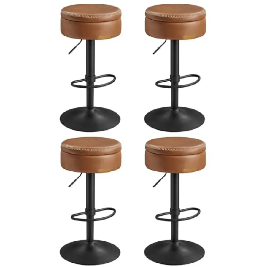 

EKHO Collection - 360° Swivel Bar Stools Set of 4 Height Adjustable Barstools with Storage Synthetic Leather with Stitching Mid