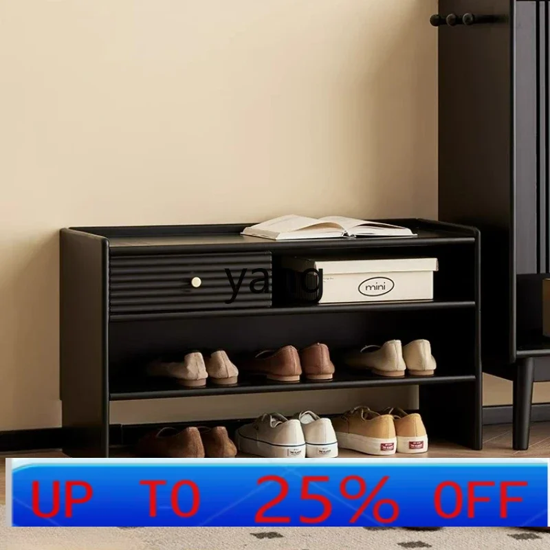 Lmm solid wood black door shoe change stool household door shoe stool porch stool