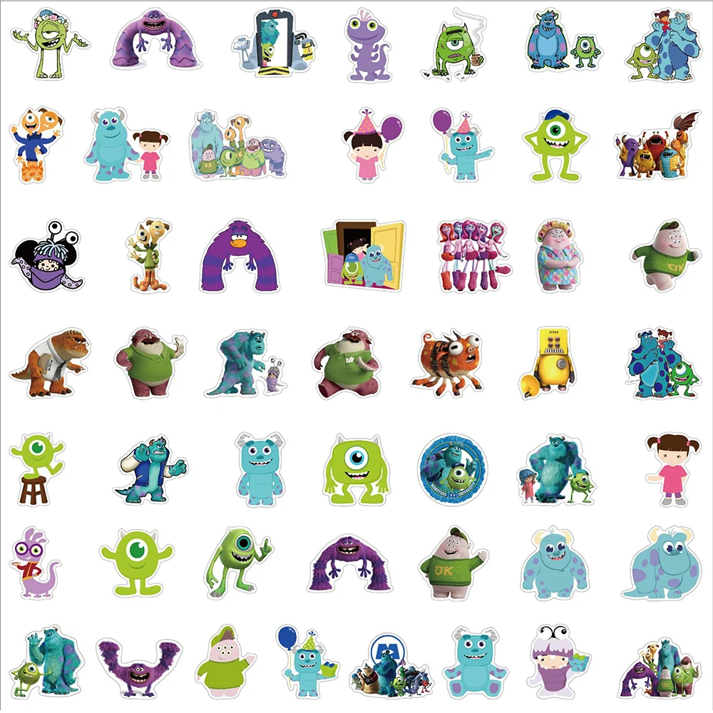 10/30/50 buah keren Monster Inc stiker kartun Disney stiker mainan DIY Notebook telepon Skateboard Laptop helm mobil stiker hadiah