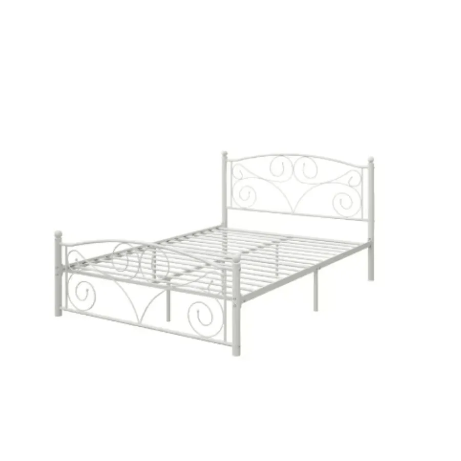 

Full Size Unique Flower Sturdy System Metal Bed Frame With board And Footboard