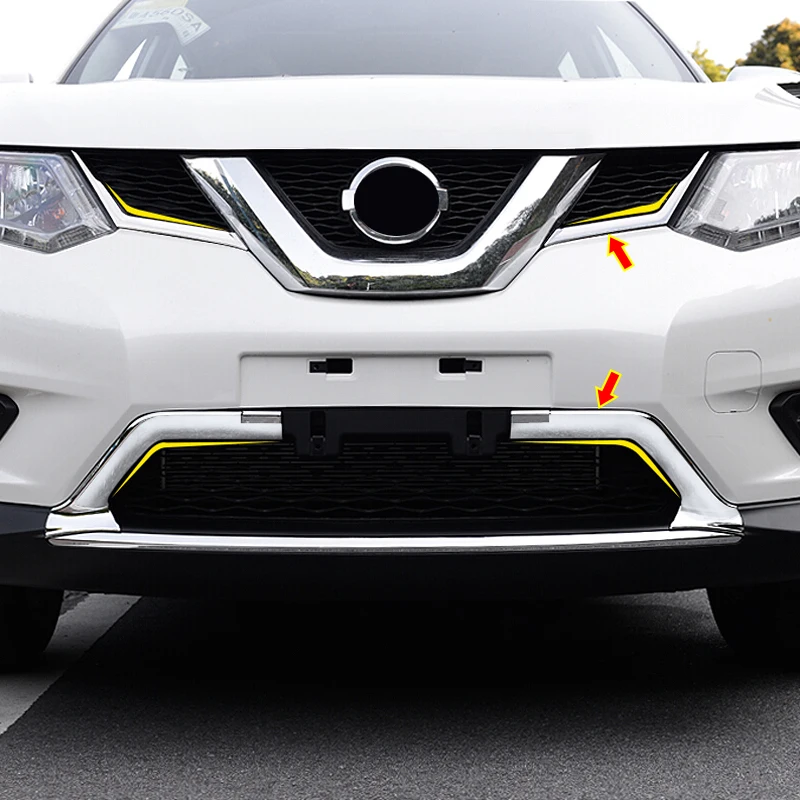 

For Nissan X-Trail Rogue T32 2014 2015 2016 Car Styling Bumper Grille 3d Stickers Covers Trims Abs Chrome Accessories Auto Parts