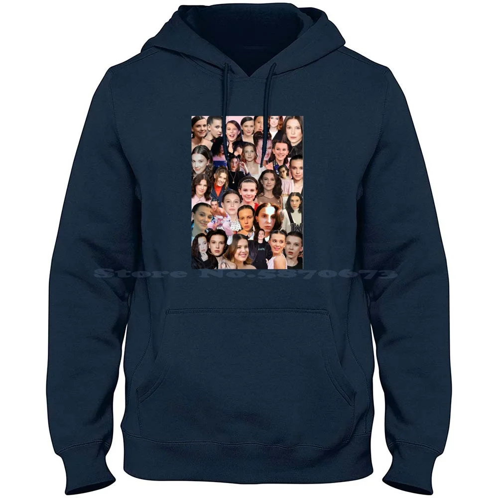 Millie Bob 100% Cotton Hoodie T Shirt Eleven Jim Hopper Millie Bobby Brown Dustin Henderson Steve David Harbour Jim Brown Will