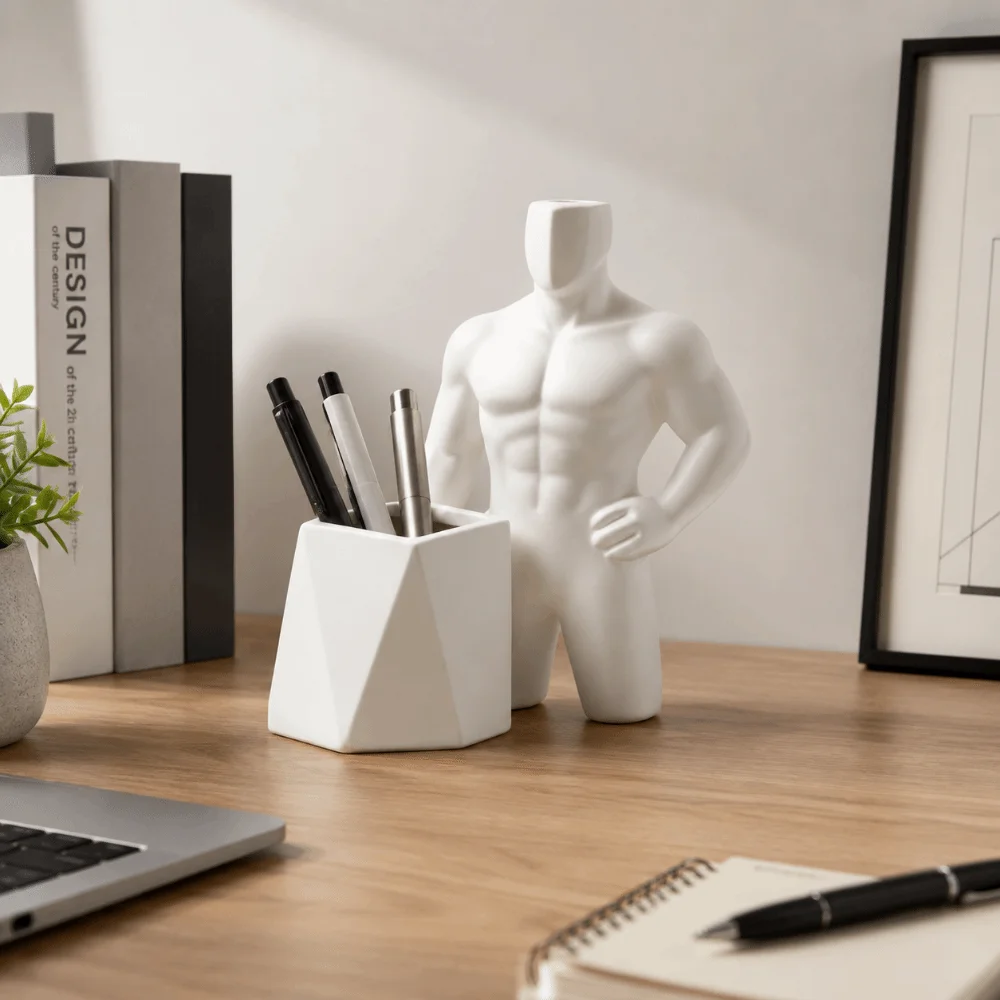 Vase 3D Printed Figurine Pen Holder Home Decoration Ornaments Muscular Male Figurine Multifunction Funny Storage Box Home