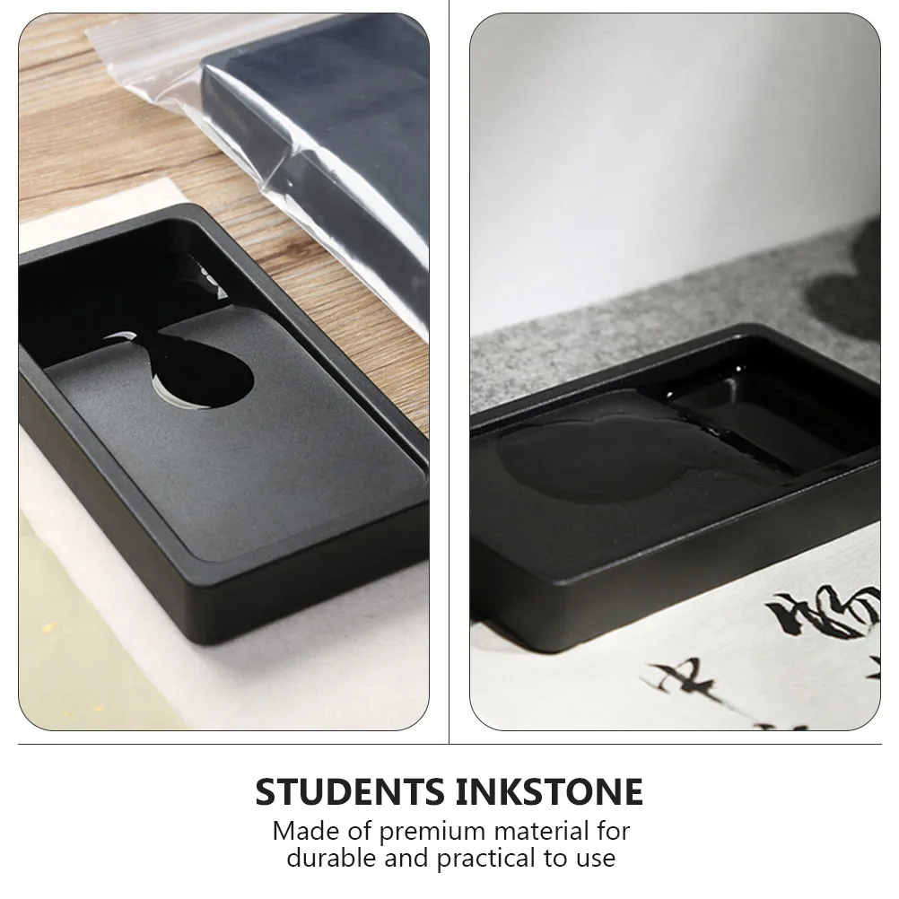

2 Pcs Portable Inkstone Calligraphy Writing Chinese Plastic Kit Accessories Student