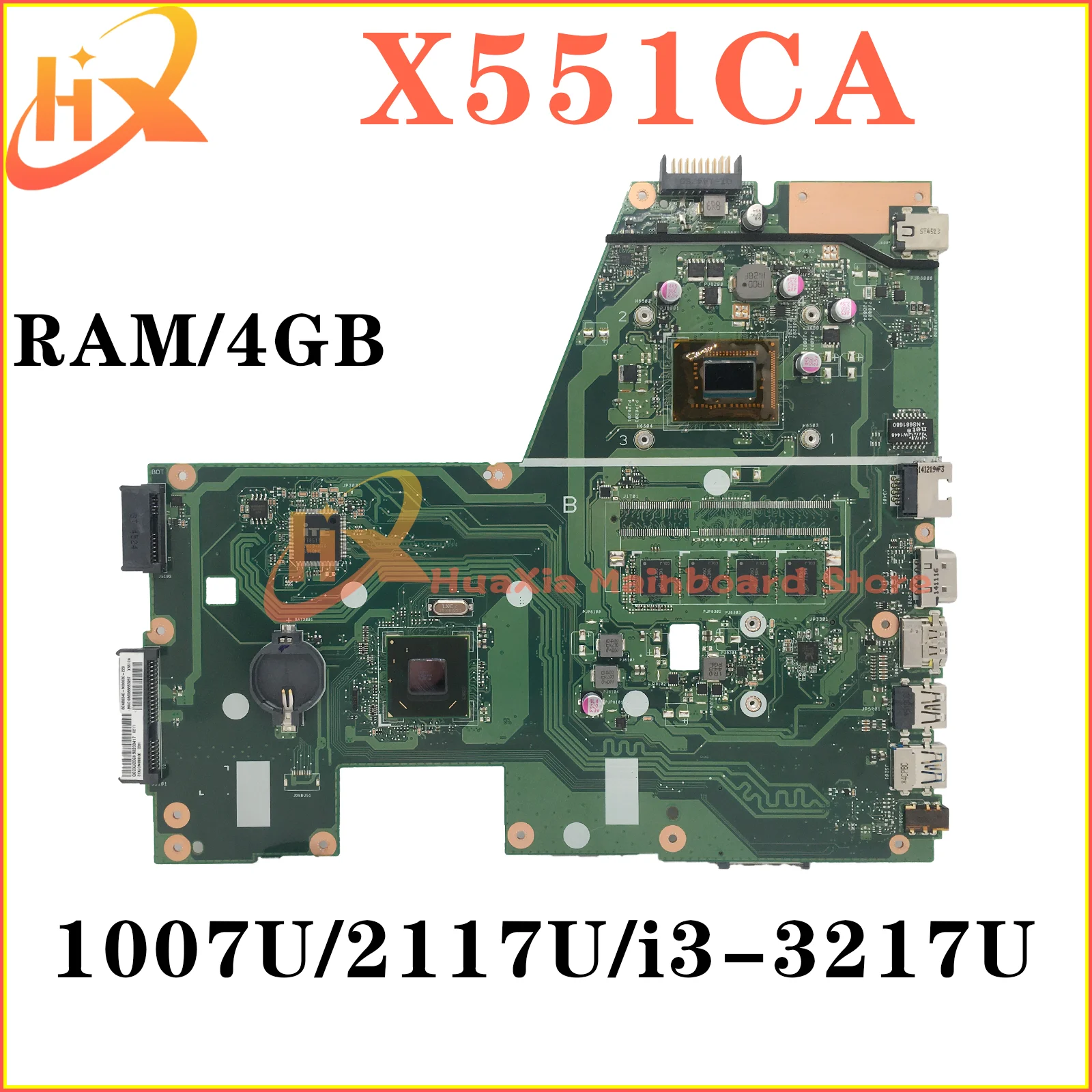 X551C Mainboard For ASUS X551CA X551CAP F551C F551CA R512C R512CA Laptop Motherboard 1007U 2117U i3 RAM-0GB/4GB