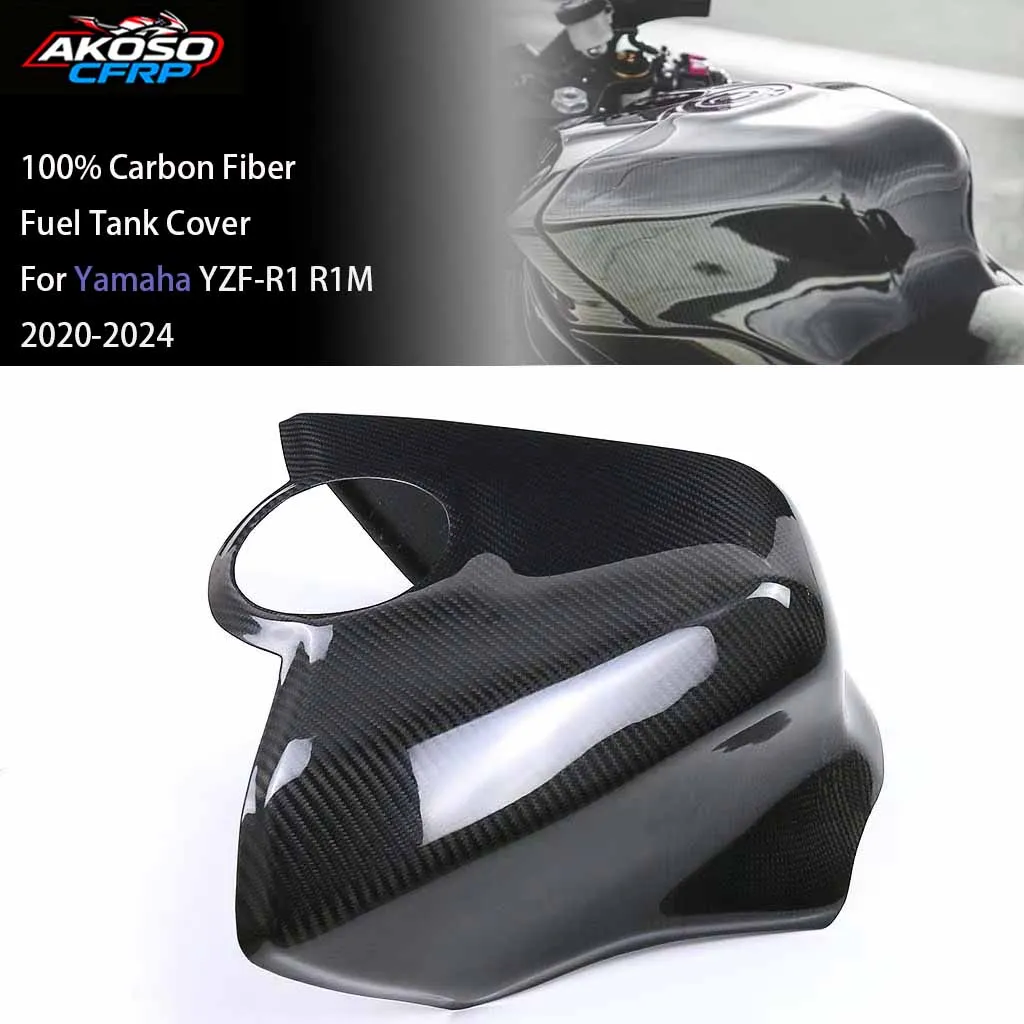 For Yamaha YZF-R1 R1M 2015-2024 Motorcycle Accessories 100% 3K Dry Carbon Fiber Fuel Tank Cover Fairing Gas Cap Guard Protector