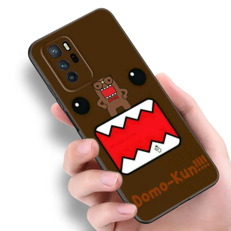 Cute Domo-kun Black Silicone Phone Case For Xiaomi POCO X3 X4 NFC F4 GT F5 F6 M3 M4 M6 X5 X6 Pro 5G M5 C55 C65