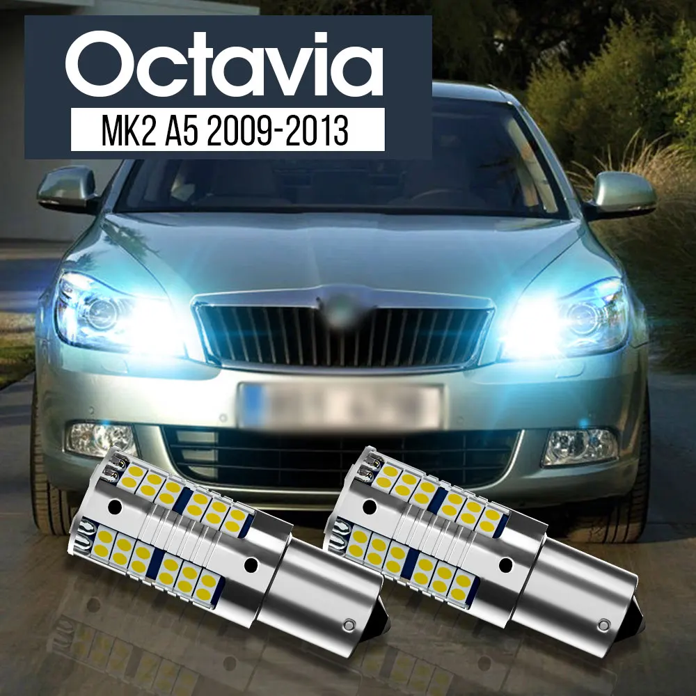 

2pcs LED Daytime Running Light DRL Blub Canbus Accessories For Skoda Octavia 2 MK2 A5 2009 2010 2011 2012 2013