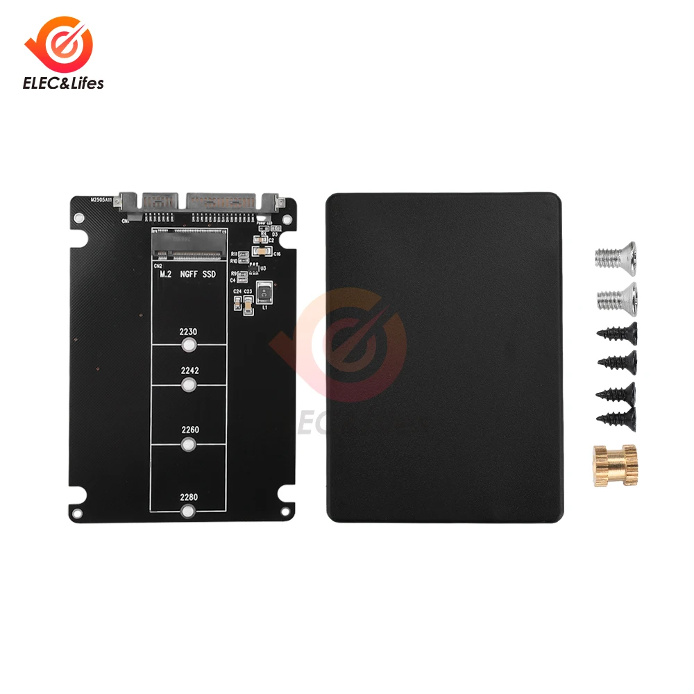 M.2 SATA Adapter Raiser M2 to SATA Adapter M.2 to SATA Adapter M.2 NGFF Converter 2.5" SATA3 Card B Key for 2230-2280 M2 SSD