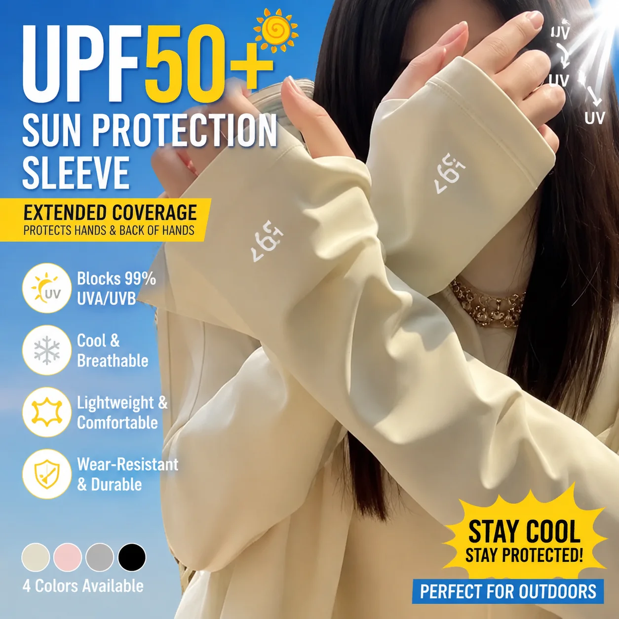 Sunscreen ice sleeves, ice silk, UV protection, summer ice gloves, loose fit, increased breathability, cycling, finger leakage