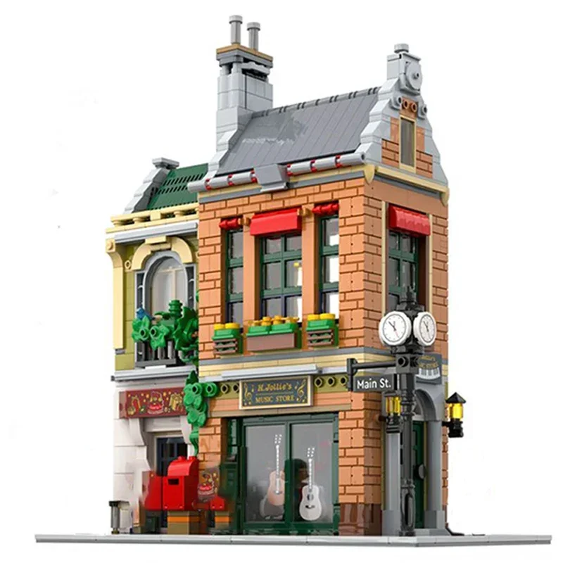 Moc Mattoni da costruzione Street View Modello Jollie's Music Store Tecnologia Blocchi modulari Regali Giocattoli per bambini Set fai da te Assemblaggio