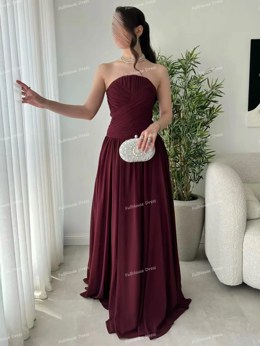 Nach Maß Boot Kragen Tiered Plissee A-linie Dubao Arabischen Saudi Kleid Backless Maxi Länge Muslimischen Prom Kleid vestidos de novia